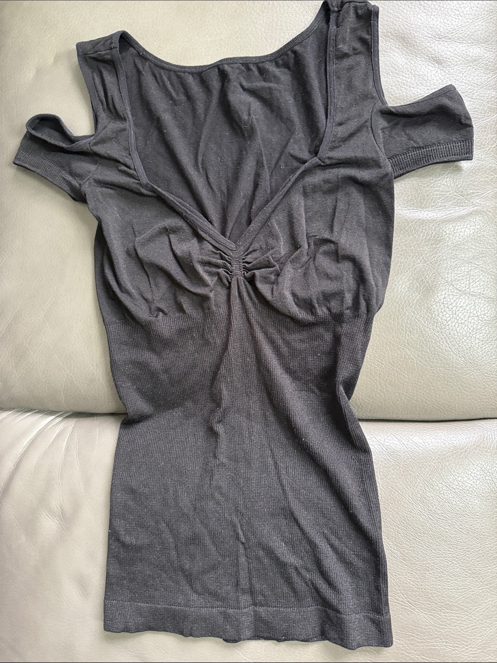 bebe Black Cold-Shoulder Twist-Front Tank Top